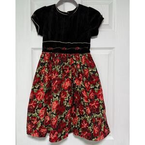 Rebecca Raggs Original Girls Floral Velvet Dress Size 10